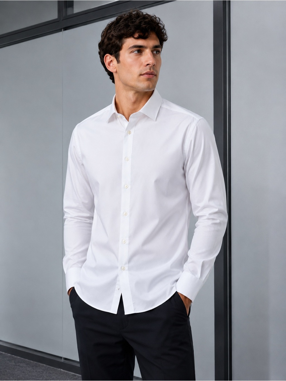 Calvin Klein Men's White Button-Front Dress Shirt